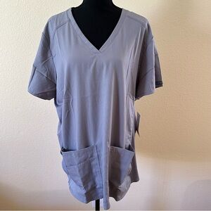 Med Couture Touch Women's V-Neck Shirtail Medical Top Light Purple Size 2XL NWT